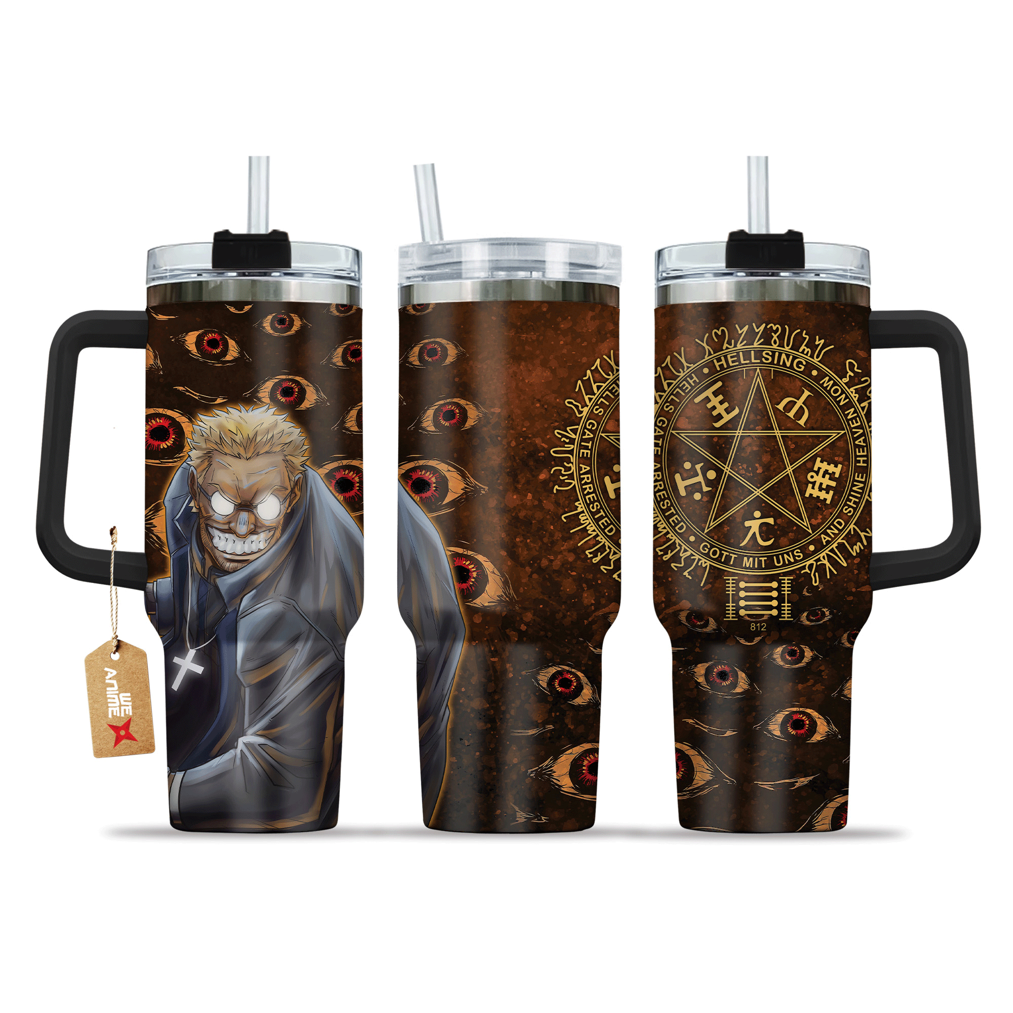 Alexander Anderson Hellsing Anime Custom Stanley Quencher 40oz Stainless Steel Tumbler With Handle