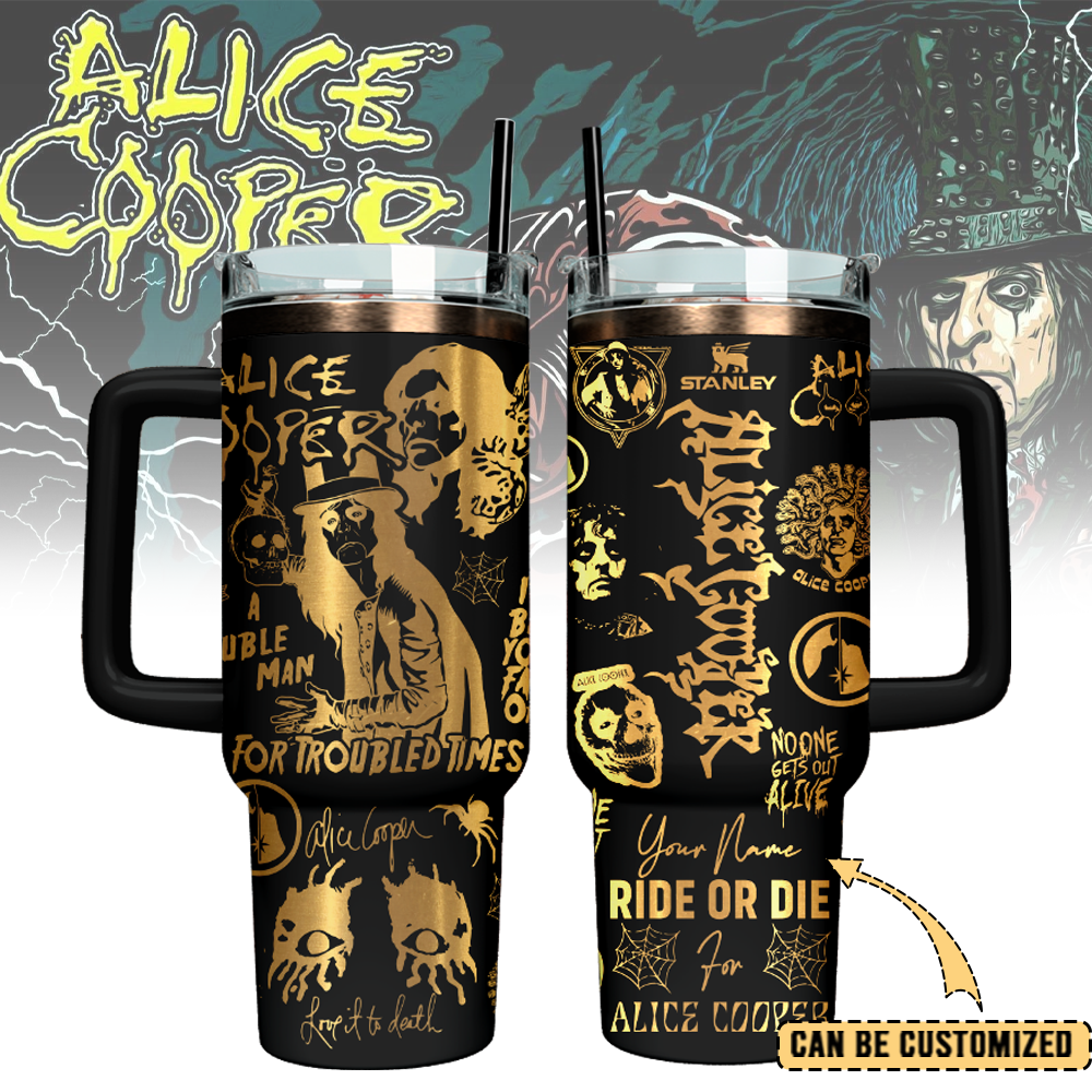 Alice Cooper Custom Stanley Quencher 40oz Stainless Steel Tumbler With Handle