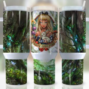 Alice In Wonderland Disney Cartoon Custom Stanley Quencher 40oz Stainless Steel Tumbler With Handle