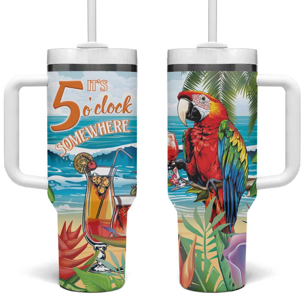 Aloha Hawaii Christmas It's 5 o'clock Somewhere Custom Stanley Quencher 40oz Stainless Steel Tumbler With Handle