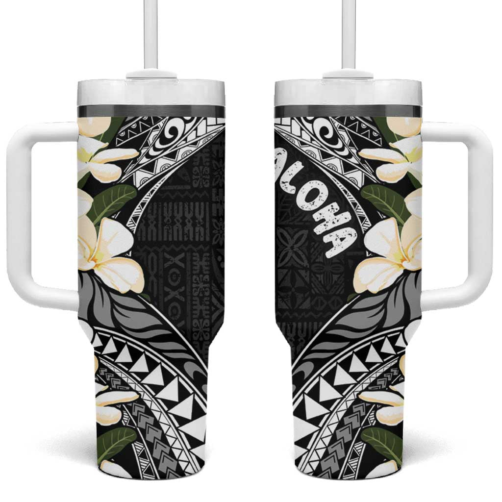 Aloha Hawaii Festive Frangipani Lace Classic Custom Stanley Quencher 40oz Stainless Steel Tumbler With Handle