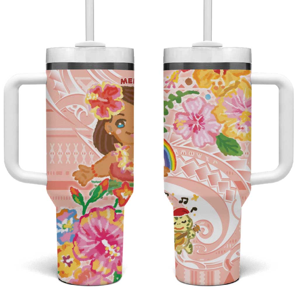 Aloha Hawaii Kawaii Mele Kalikimaka Pastel Fever Custom Stanley Quencher 40oz Stainless Steel Tumbler With Handle
