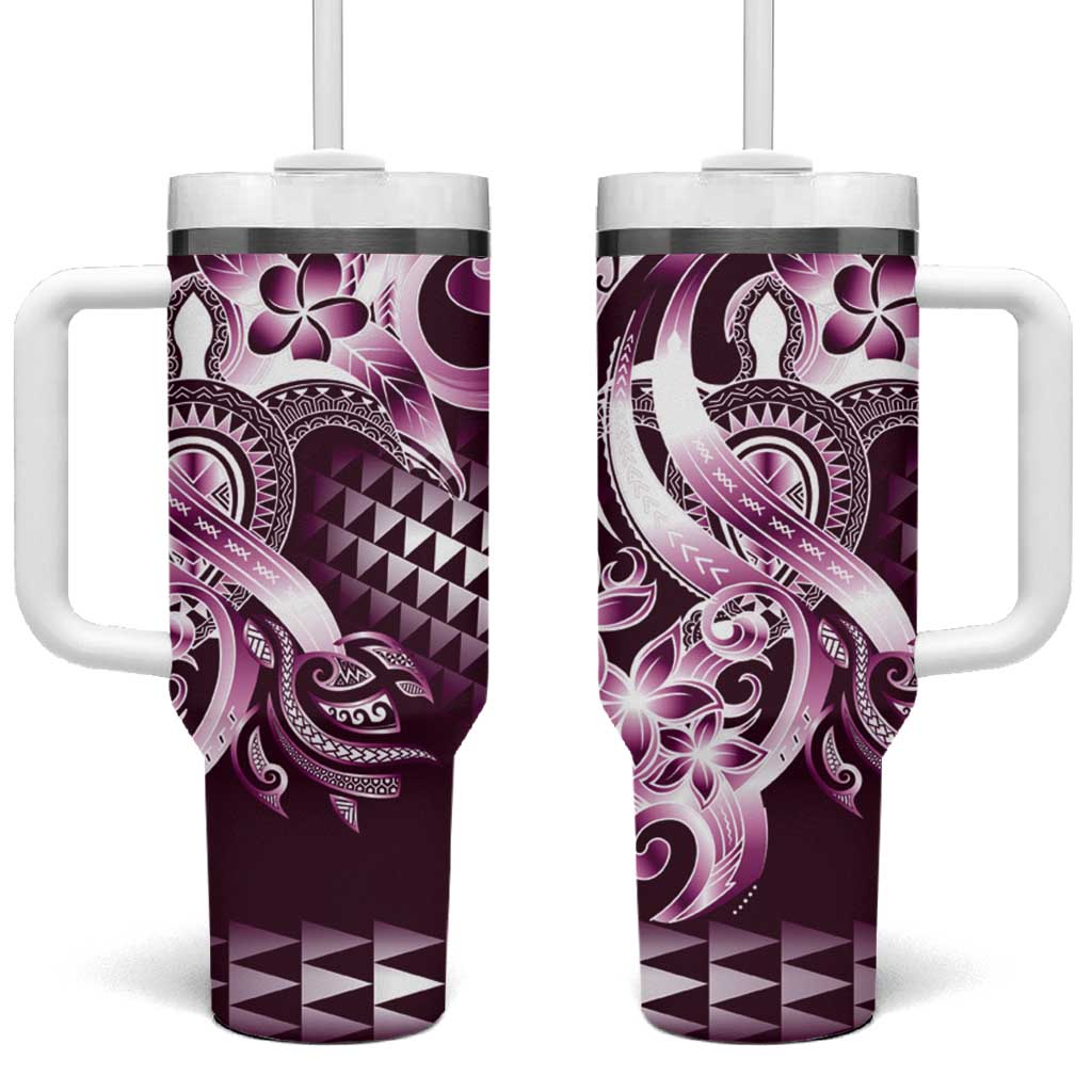 Aloha Pink Tribal Honu Tattoo Custom Stanley Quencher 40oz Stainless Steel Tumbler With Handle