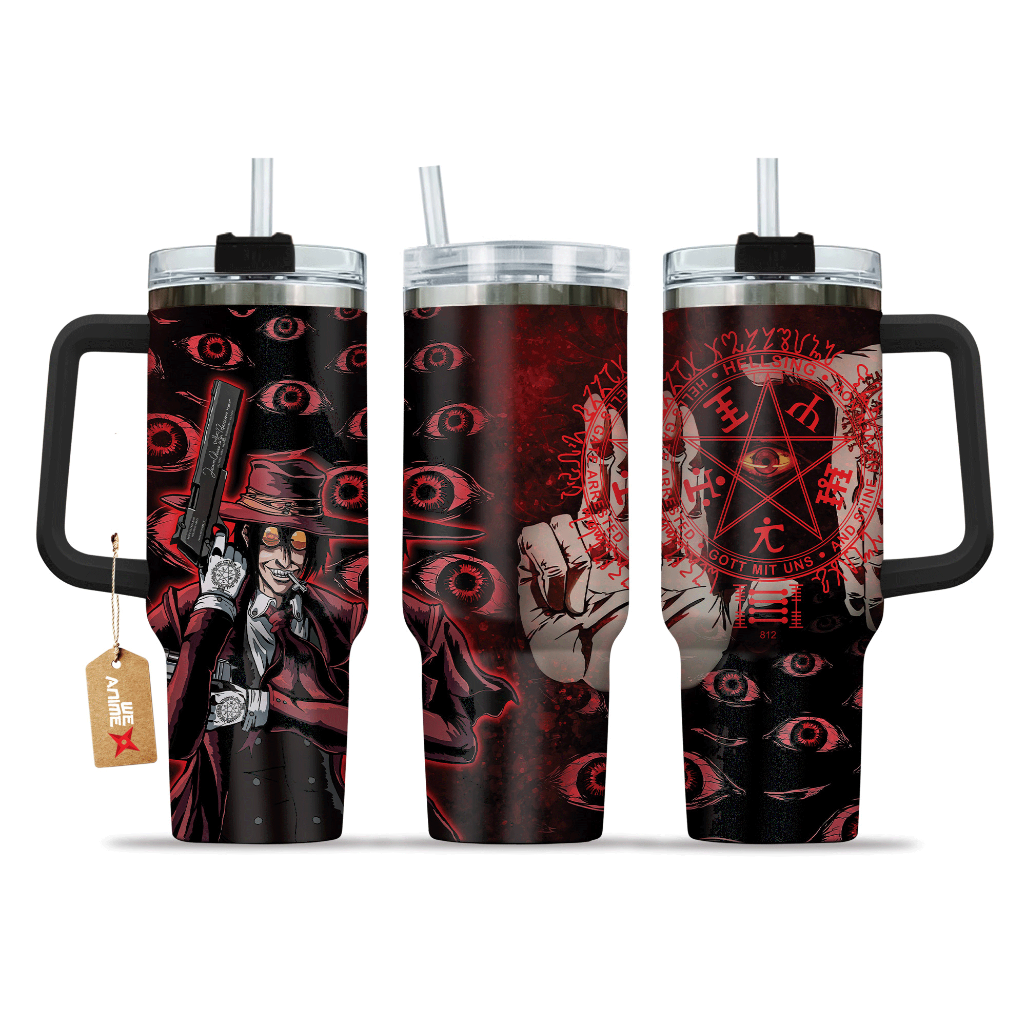 Alucard Hellsing Anime Custom Stanley Quencher 40oz Stainless Steel Tumbler With Handle