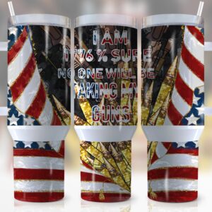 American Flag Custom Stanley Quencher 40oz Stainless Steel Tumbler With Handle