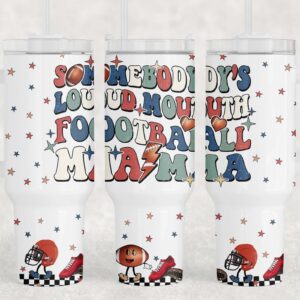 American Football Mama Custom Stanley Quencher 40oz Stainless Steel Tumbler With Handle