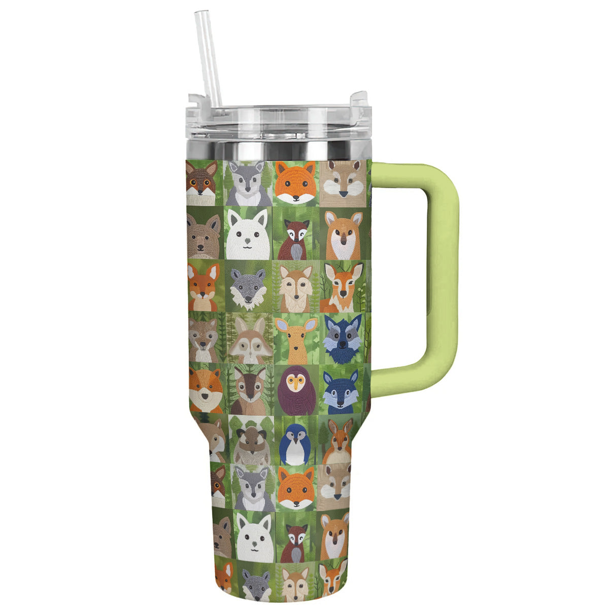 Animal Pattern Custom Stanley Quencher 40oz Stainless Steel Tumbler With Handle