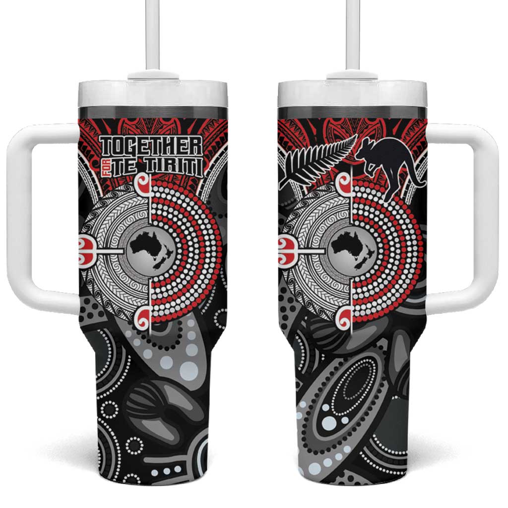 Aotearoa and Australia New Zealand Honour The Treaty Ake!Ake!Ake! Custom Stanley Quencher 40oz Stainless Steel Tumbler With Handle