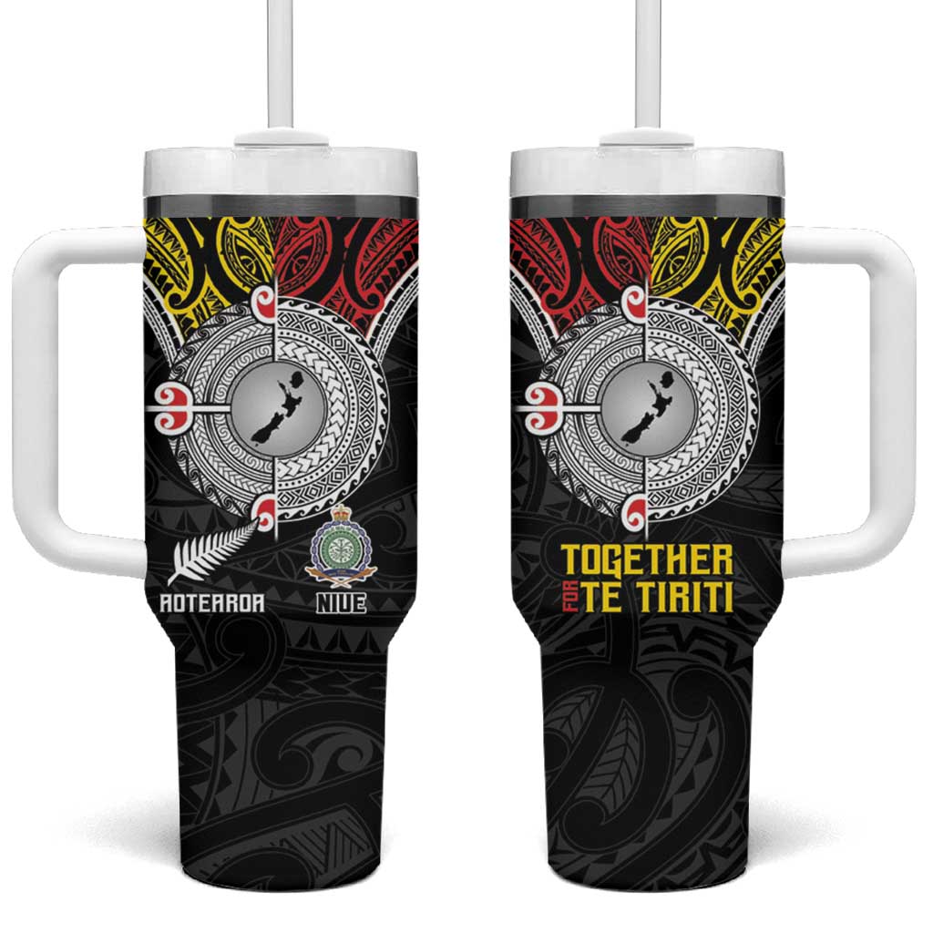 Aotearoa and Niue Mo Te Tiriti New Zealand Honour The Treaty Ake!Ake!Ake! Custom Stanley Quencher 40oz Stainless Steel Tumbler With Handle