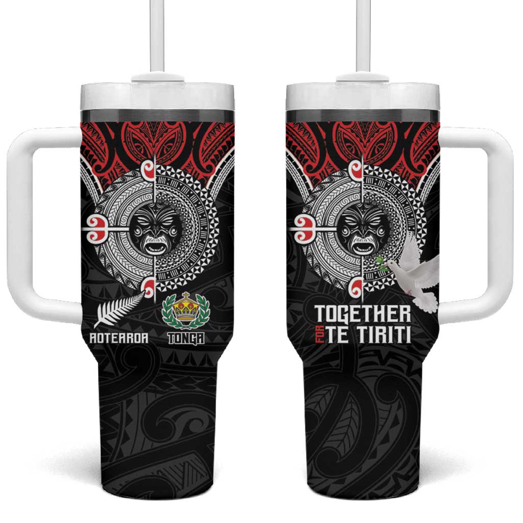 Aotearoa and Tonga Mo Te Tiriti New Zealand Honour The Treaty Ake!Ake!Ake! Custom Stanley Quencher 40oz Stainless Steel Tumbler With Handle