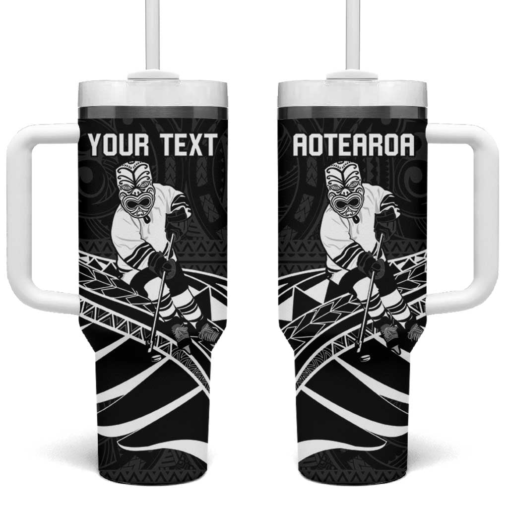 Aotearoa Ice Hockey NZ Tiki Mascot Maori Custom Stanley Quencher 40oz Stainless Steel Tumbler With Handle