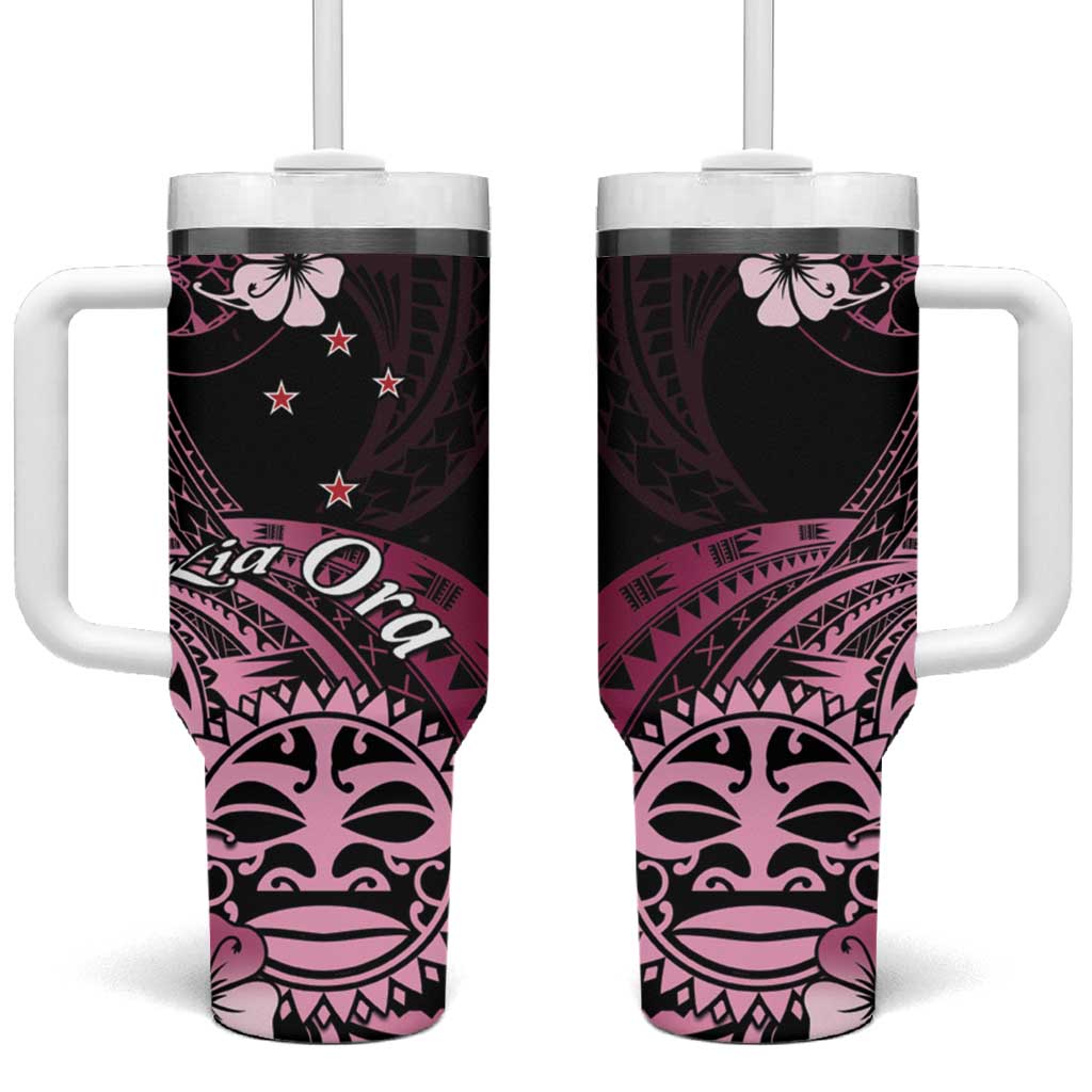 Aotearoa Kia Ora New Zealand Ta Moko Pink Custom Stanley Quencher 40oz Stainless Steel Tumbler With Handle
