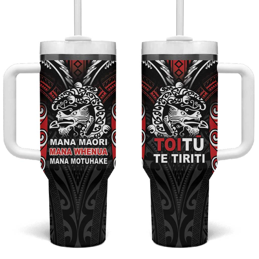 Aotearoa Mana Maori Toitu Te Tiriti Custom Stanley Quencher 40oz Stainless Steel Tumbler With Handle
