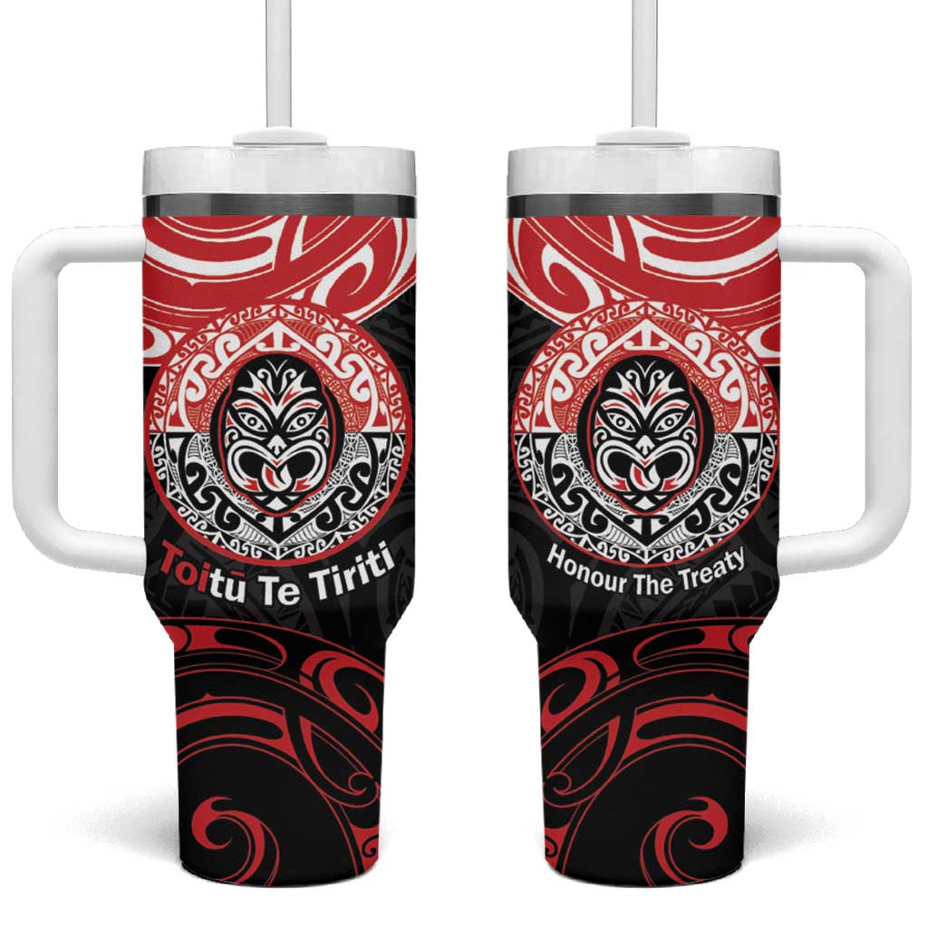 Aotearoa Toitu Te Tiriti Haka Tiki Honour The Treaty Custom Stanley Quencher 40oz Stainless Steel Tumbler With Handle