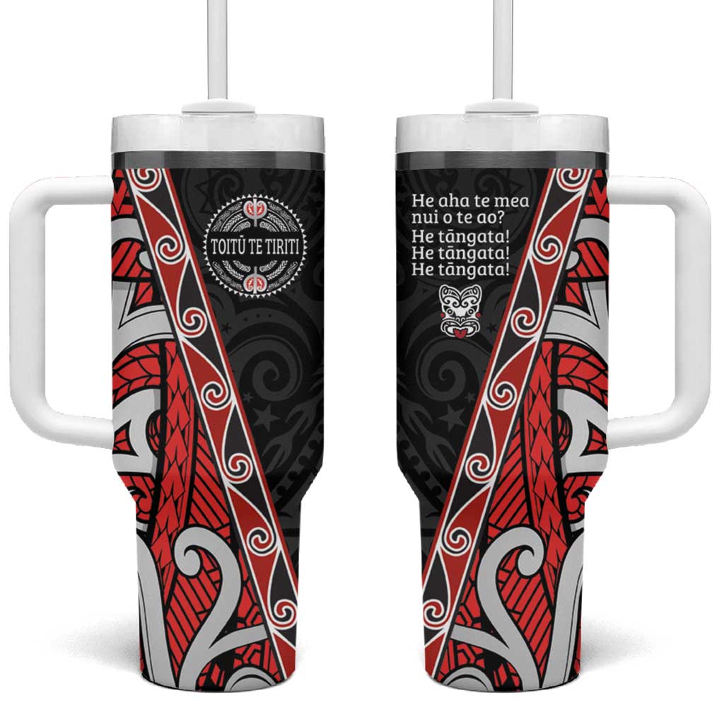 Aotearoa Toitu Te Tiriti Honour The Treaty New Zealand Custom Stanley Quencher 40oz Stainless Steel Tumbler With Handle