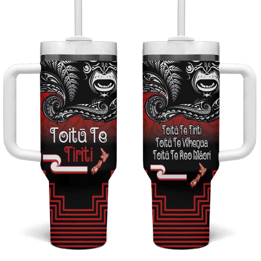Aotearoa Toitu Te Tiriti New Zealand Honour the Treaty Fight Together Custom Stanley Quencher 40oz Stainless Steel Tumbler With Handle
