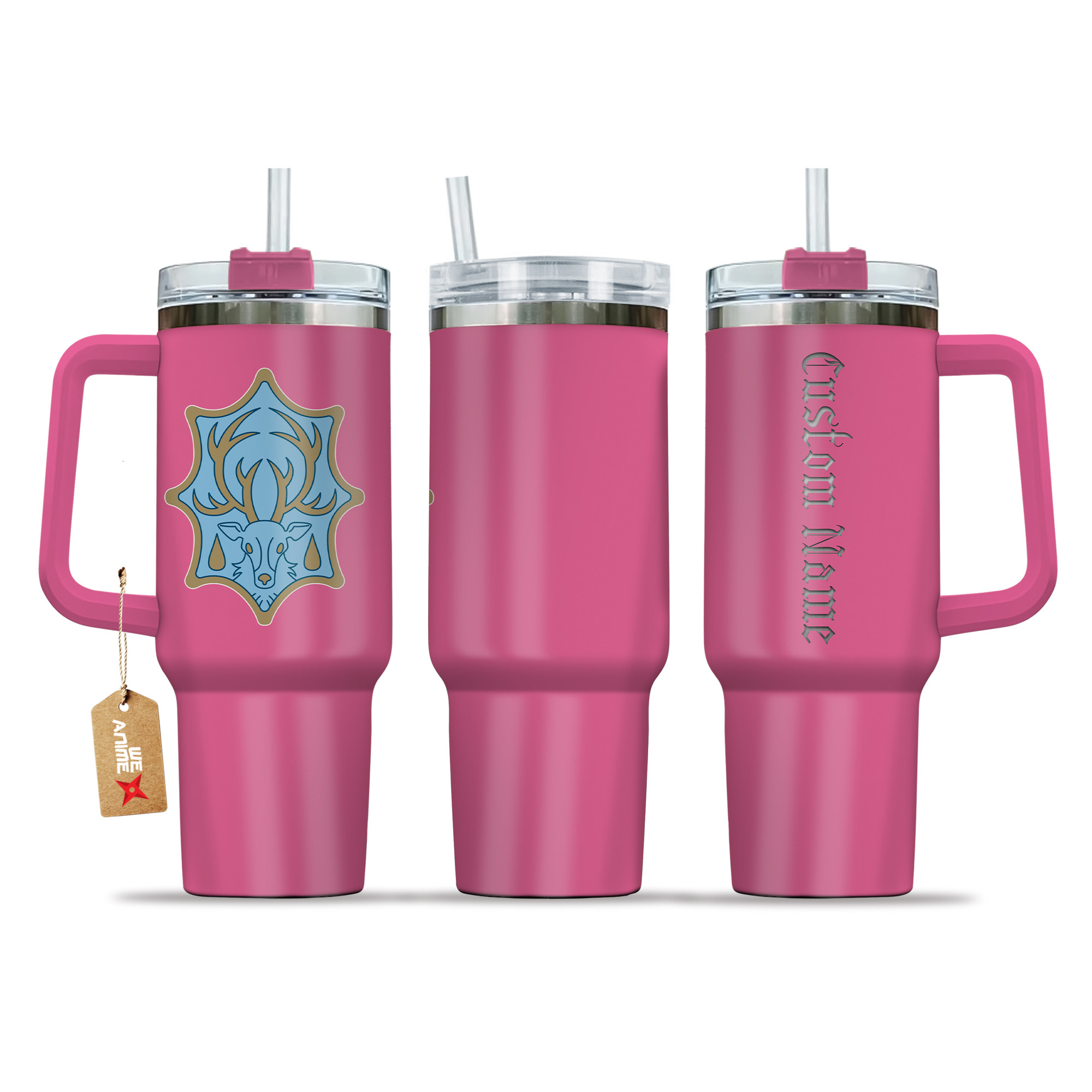 Aqua Deer Black Clover Anime Custom Stanley Quencher 40oz Stainless Steel Tumbler With Handle