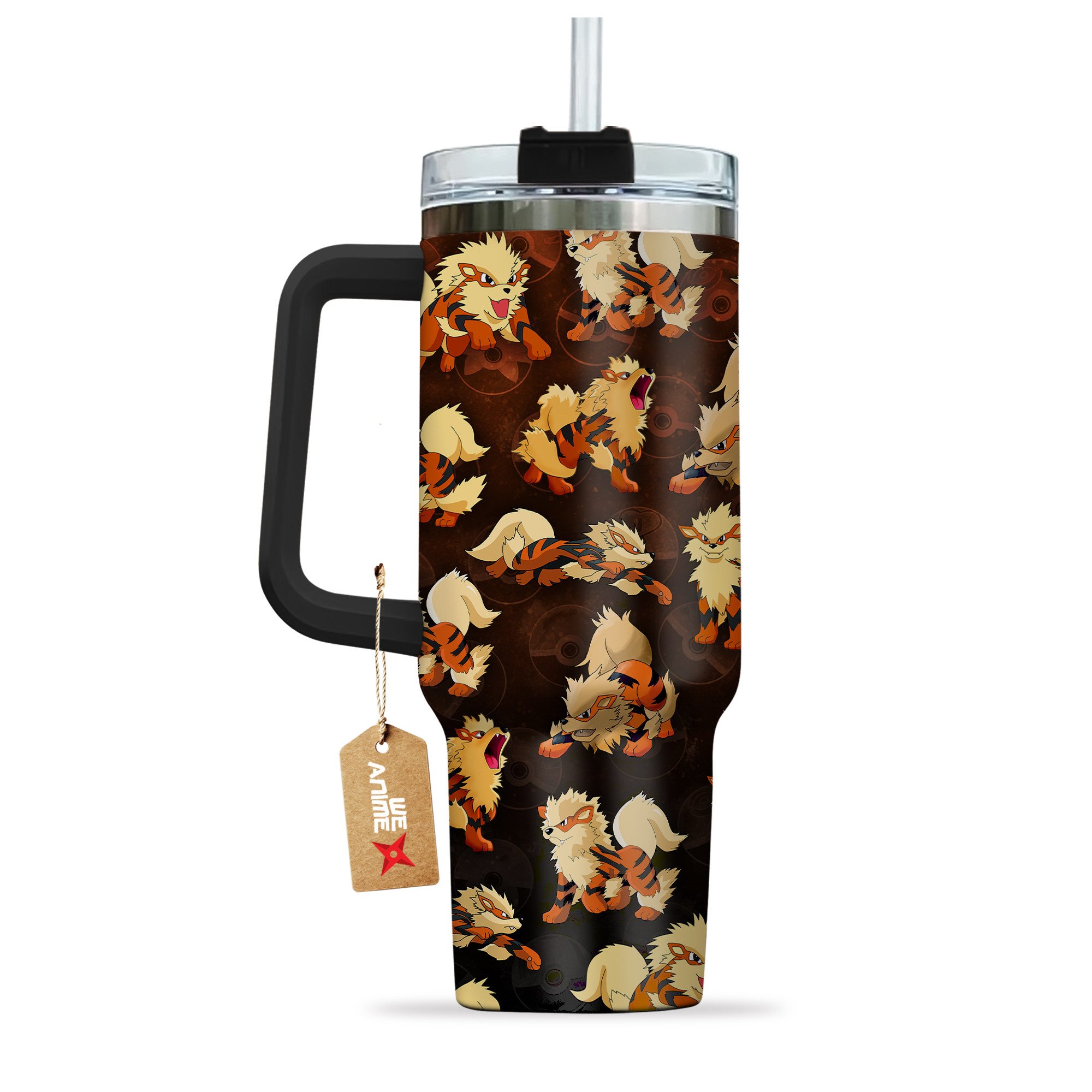 Arcanine Pokemon Anime Custom Stanley Quencher 40oz Stainless Steel Tumbler With Handle