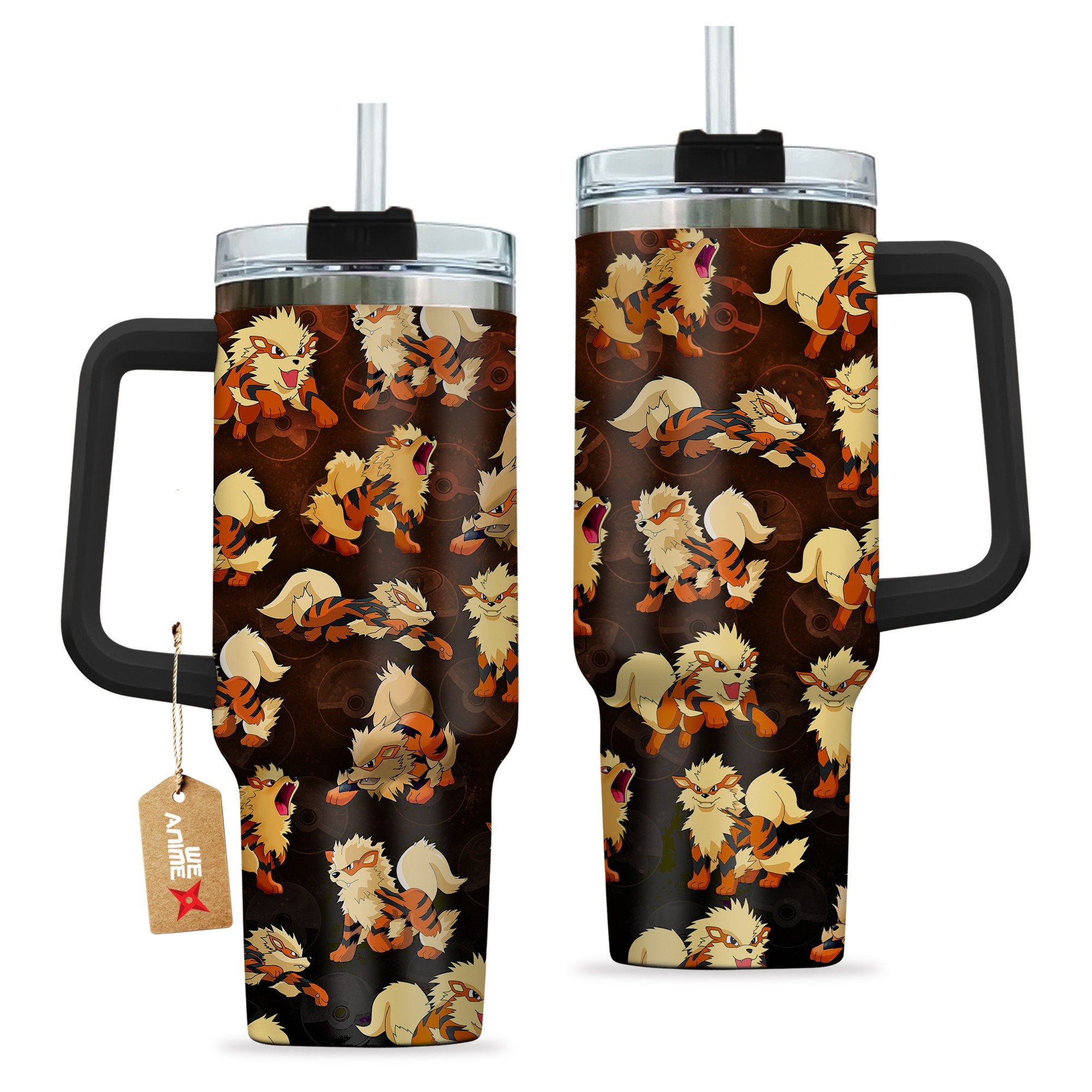 Arcanine Pokemon Anime Custom Stanley Quencher 40oz Stainless Steel Tumbler With Handle