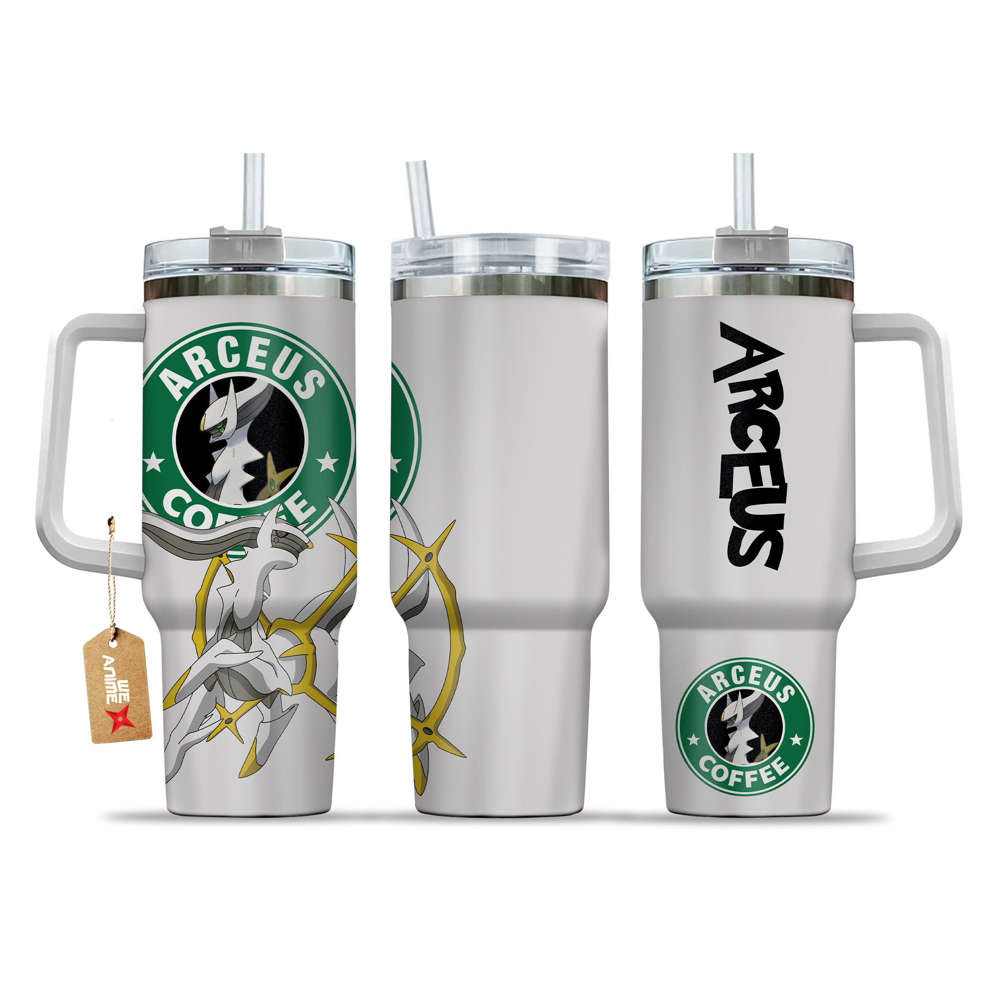 Arceus Coffee Pokemon Anime Custom Stanley Quencher 40oz Stainless Steel Tumbler With Handle