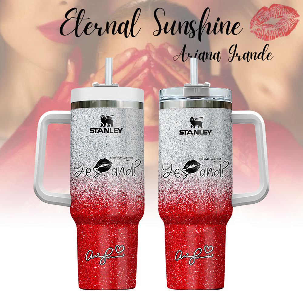Ariana Grande Eternal Sunshine Glitter Music Custom Stanley Quencher 40oz Stainless Steel Tumbler With Handle