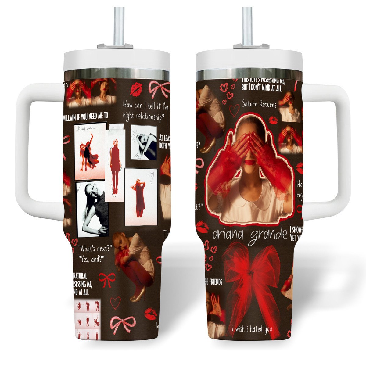 Ariana Grande Music Custom Stanley Quencher 40oz Stainless Steel Tumbler With Handle