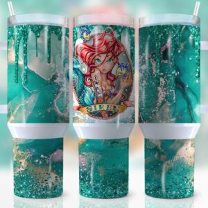 Ariel The Little Mermaid Disney Cartoon Custom Stanley Quencher 40oz Stainless Steel Tumbler With Handle