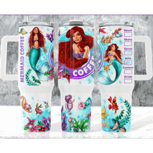 Ariel The Little Mermaid Disney Cartoon Custom Stanley Quencher 40oz Stainless Steel Tumbler With Handle