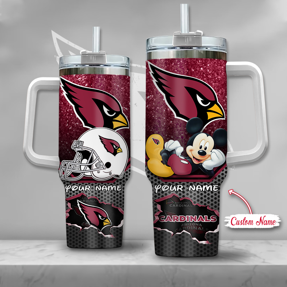 Arizona Cardinals NFL Custom Stanley Quencher 40oz Stainless Steel Tumbler With Handle