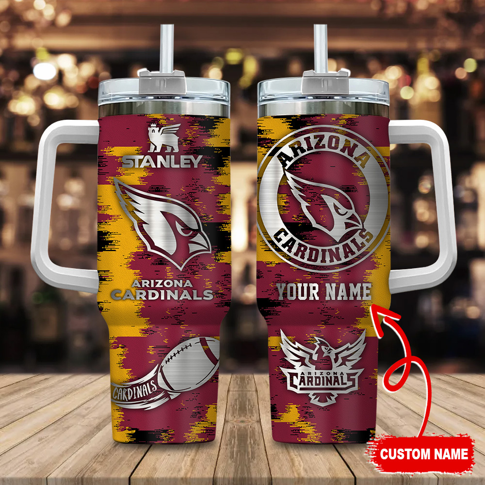 Arizona Cardinals NFL Custom Stanley Quencher 40oz Stainless Steel Tumbler With Handle
