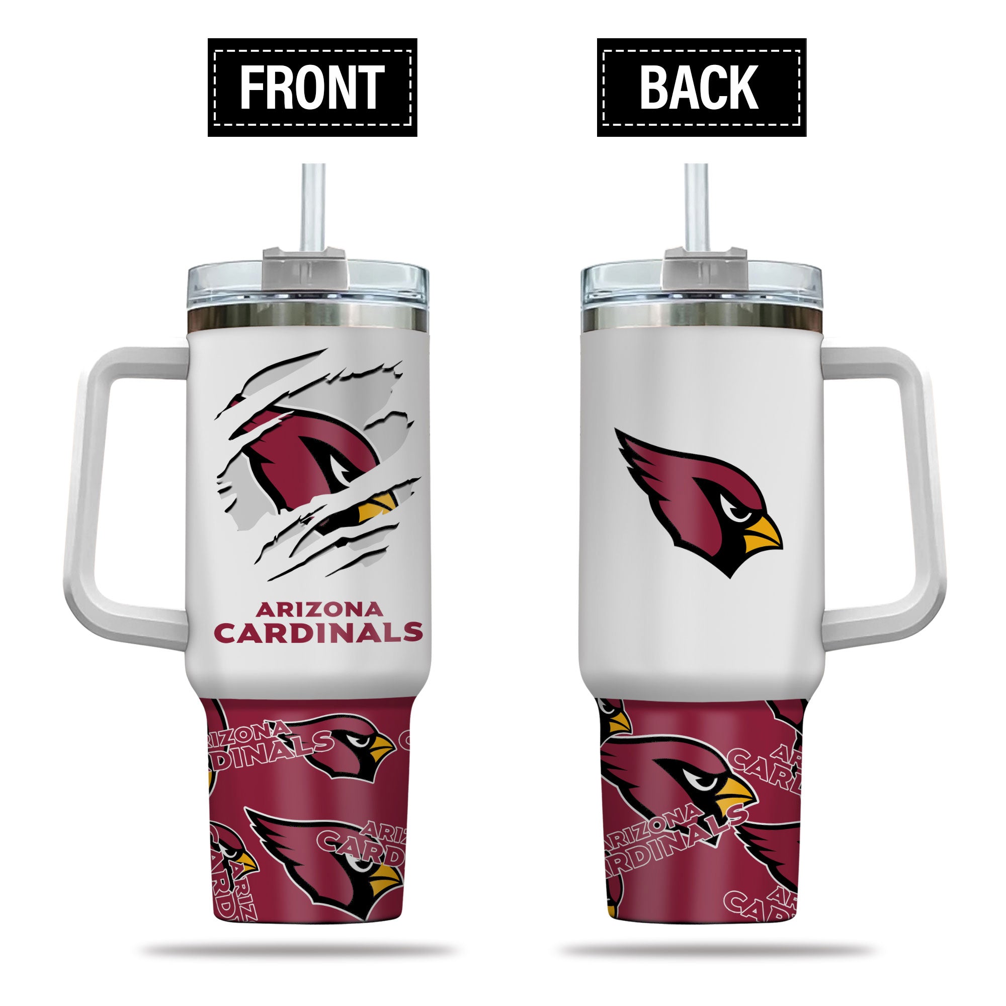 Arizona Cardinals NFL Custom Stanley Quencher 40oz Stainless Steel Tumbler With Handle