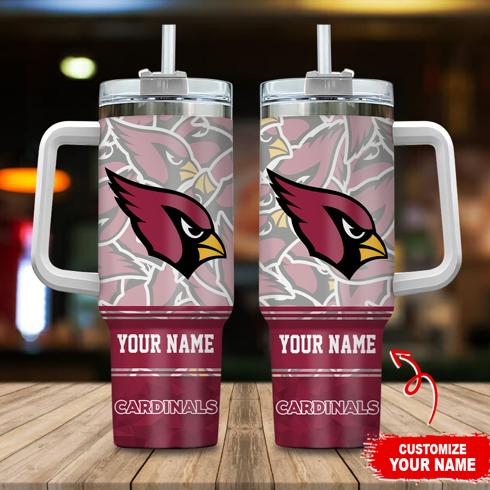 Arizona Cardinals NFL Custom Stanley Quencher 40oz Stainless Steel Tumbler With Handle
