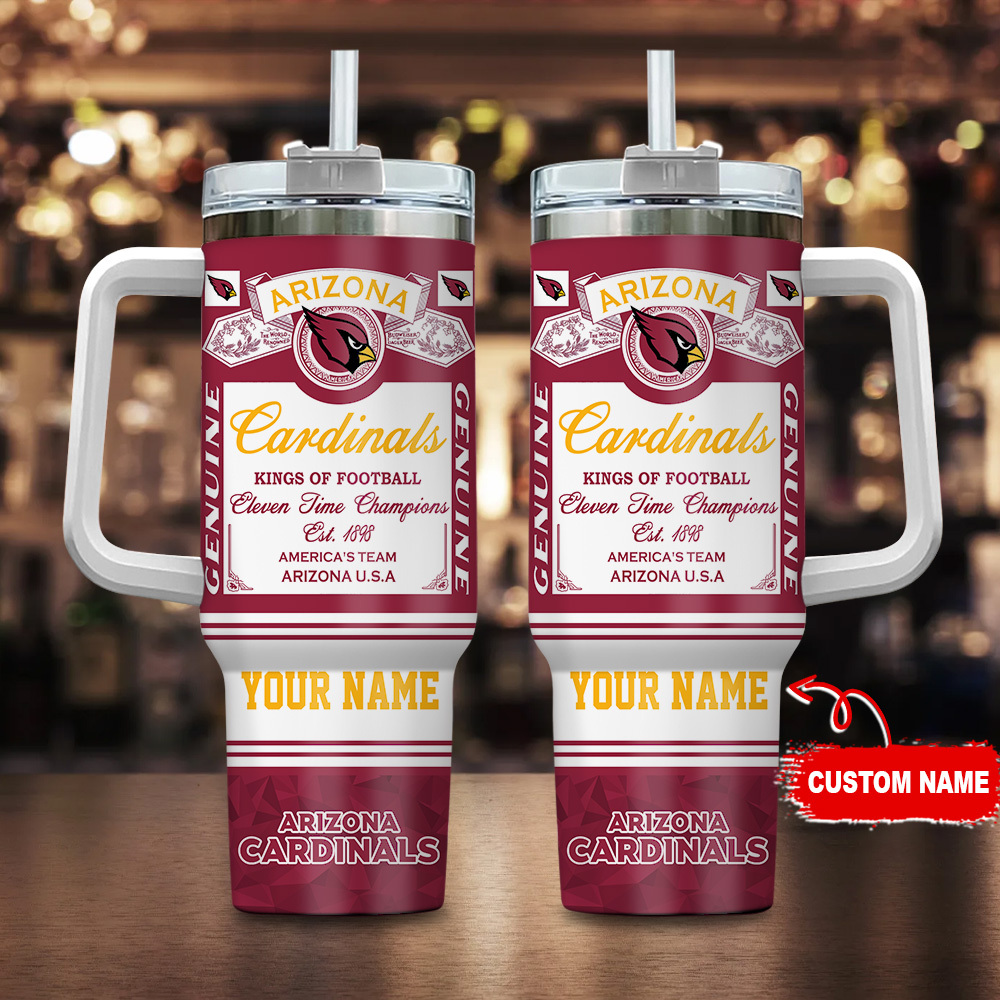 Arizona Cardinals NFL Custom Stanley Quencher 40oz Stainless Steel Tumbler With Handle