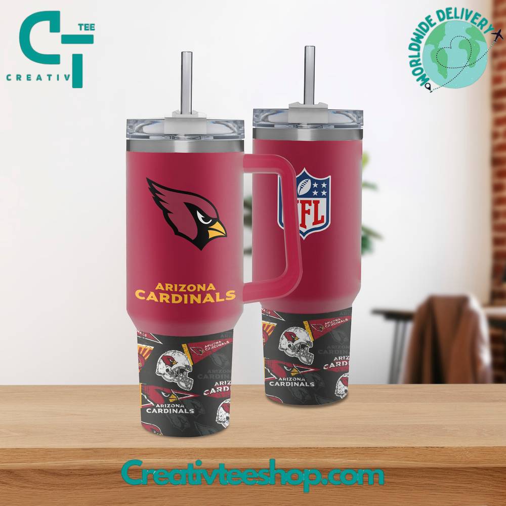 Arizona Cardinals NFL Custom Stanley Quencher 40oz Stainless Steel Tumbler With Handle
