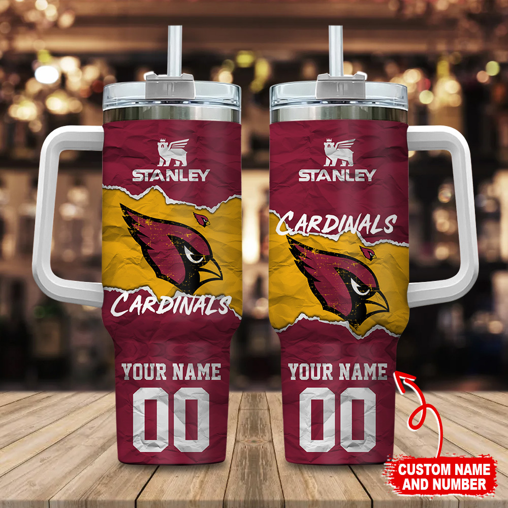 Arizona Cardinals NFL Custom Stanley Quencher 40oz Stainless Steel Tumbler With Handle