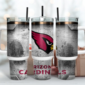 Arizona Cardinals NFL Fingerprint Effect Custom Stanley Quencher 40oz Stainless Steel Tumbler With Handle