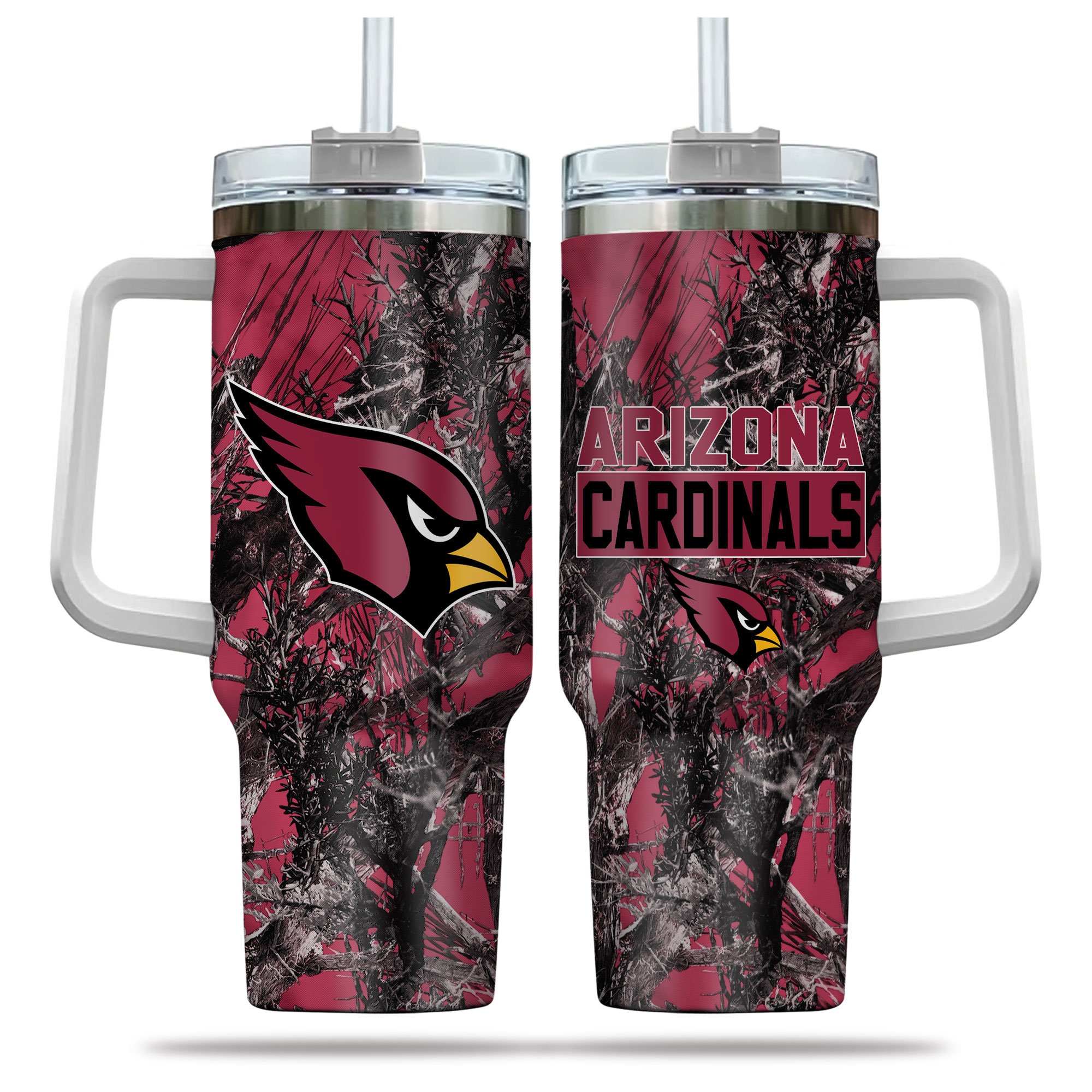 Arizona Cardinals NFL Hunting Custom Stanley Quencher 40oz Stainless Steel Tumbler With Handle