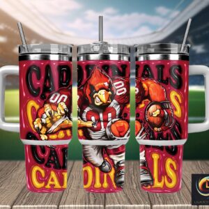 Arizona Cardinals NFL Mascot Custom Stanley Quencher 40oz Stainless Steel Tumbler With Handle