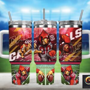 Arizona Cardinals NFL Mascot Custom Stanley Quencher 40oz Stainless Steel Tumbler With Handle