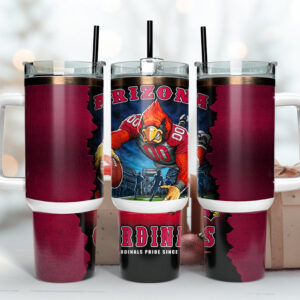 Arizona Cardinals NFL Mascot Custom Stanley Quencher 40oz Stainless Steel Tumbler With Handle