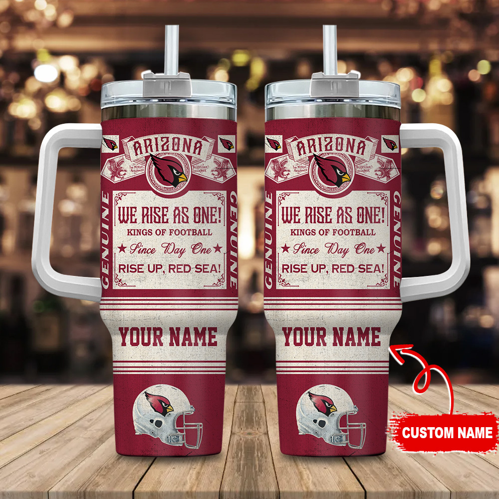 Arizona Cardinals NFL Vintage Kings Of Football Custom Stanley Quencher 40oz Stainless Steel Tumbler With Handle