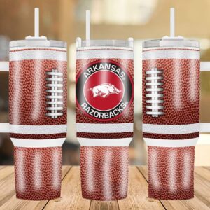 Arkansas Razorbacks Football Team NCAA Custom Stanley Quencher 40oz Stainless Steel Tumbler With Handle