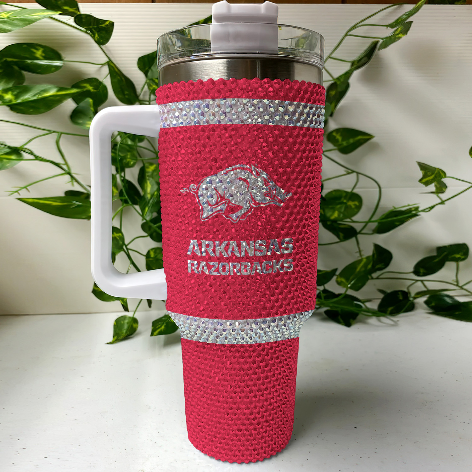 Arkansas Razorbacks NCAA Custom Stanley Quencher 40oz Stainless Steel Tumbler With Handle