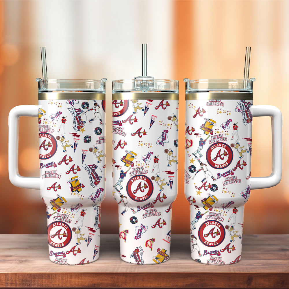 Atlanta Braves Baseball MLB Sport Custom Stanley Quencher 40oz Stainless Steel Tumbler With Handle