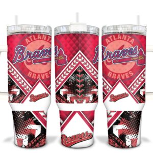 Atlanta Braves MLB Custom Stanley Quencher 40oz Stainless Steel Tumbler With Handle