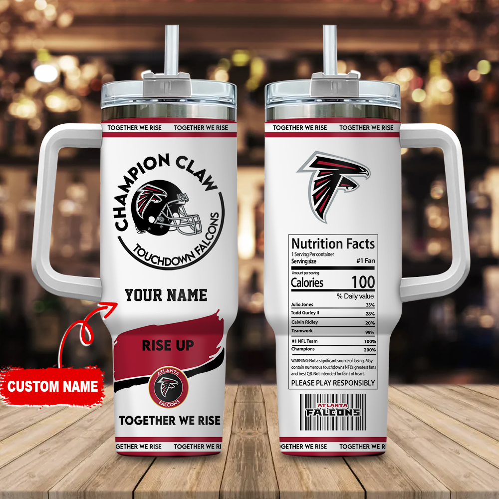 Atlanta Falcons NFL Champion Claw Custom Stanley Quencher 40oz Stainless Steel Tumbler With Handle