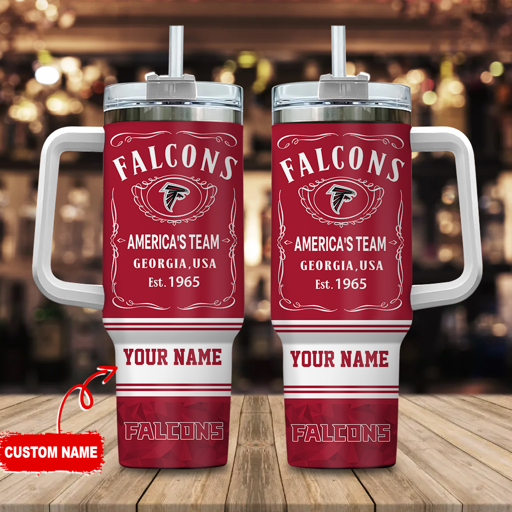 Atlanta Falcons NFL Custom Stanley Quencher 40oz Stainless Steel Tumbler With Handle