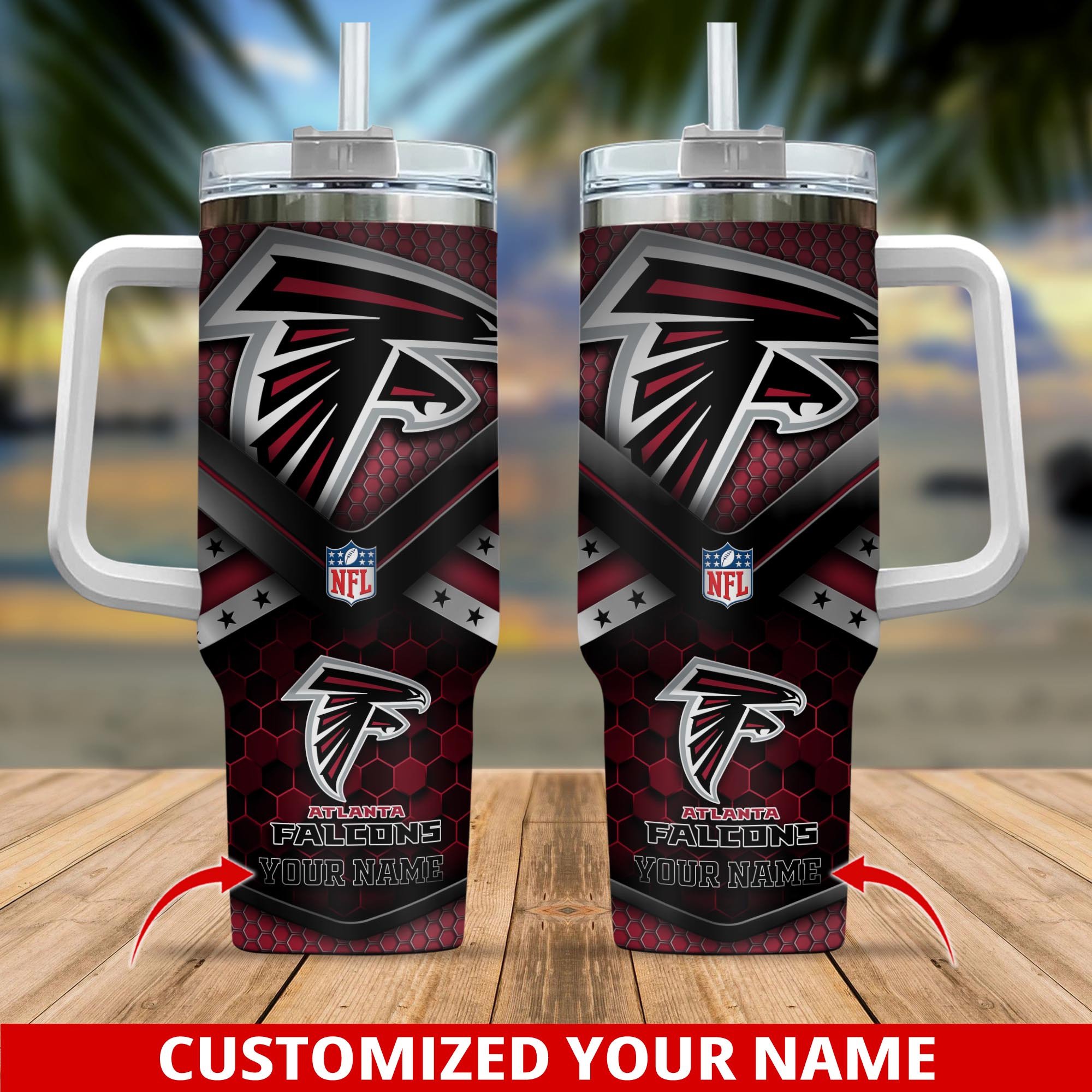 Atlanta Falcons NFL Custom Stanley Quencher 40oz Stainless Steel Tumbler With Handle