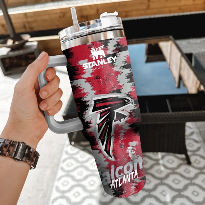 Atlanta Falcons NFL Custom Stanley Quencher 40oz Stainless Steel Tumbler With Handle