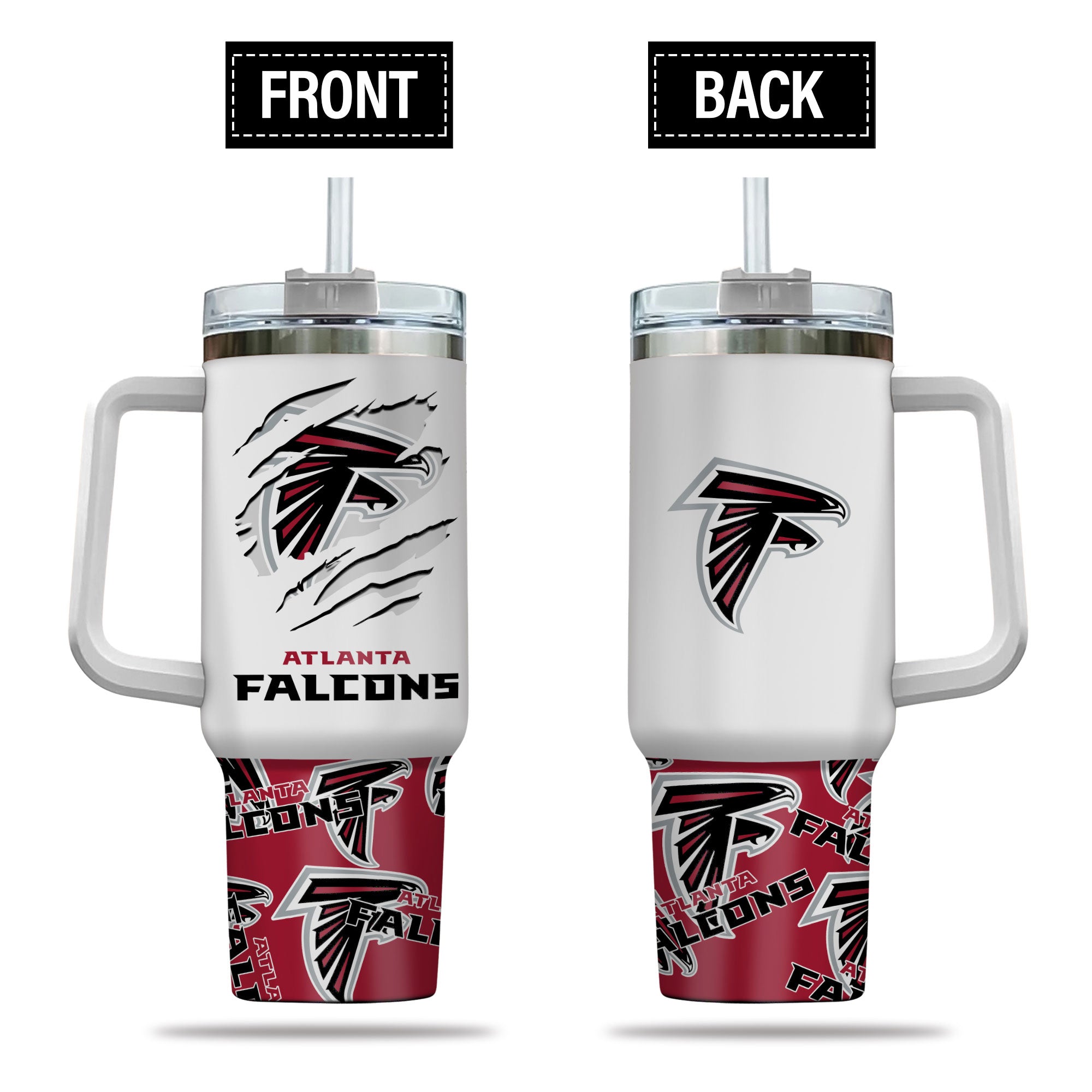 Atlanta Falcons NFL Custom Stanley Quencher 40oz Stainless Steel Tumbler With Handle